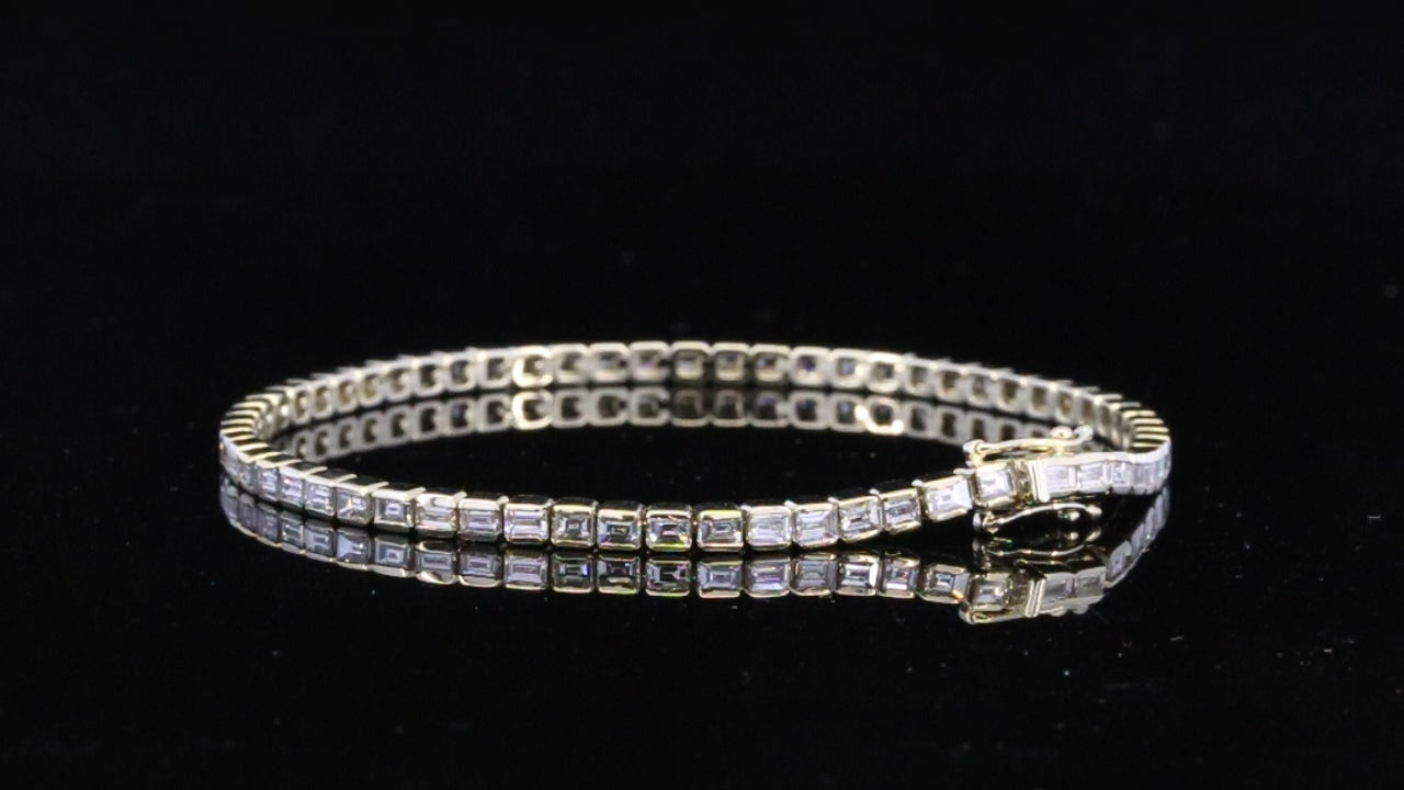 Baguette Diamond Tennis Bracelet | Sleek White Gold Baguette Cut Diamond Bracelet