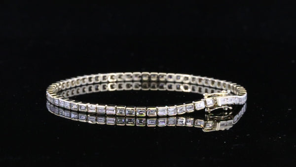 Baguette Diamond Tennis Bracelet | Sleek White Gold Baguette Cut Diamond Bracelet