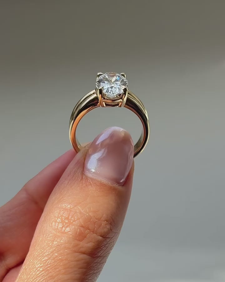 Oval Cut Lab Grown Diamond Engagement Ring, 3.00 CT Oval Diamond Ring, Yellow Gold Solitaire Ring, Bridal Ring, Promise Ring