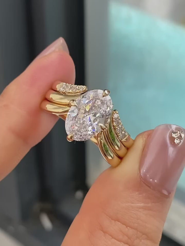 Oval Lab Grown Diamond Engagement Ring, 3.50CT Oval Diamond Ring, Yellow Gold Solitaire Ring, Bridal Ring, Anniversary Gift