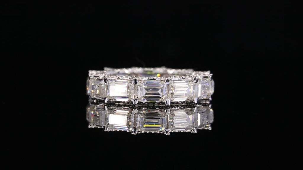 Emerald Cut Diamond Eternity Band, Lab Grown Diamond Wedding Ring, Full Eternity Band, Baguette Style Diamond Ring, Anniversary Ring