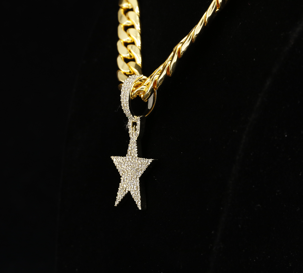 Diamond Star Pendant Necklace, Pave Diamond Star Charm, Gold Star Necklace, Celestial Jewelry Gift for Her, North Star Pendant, Luxury Diamond Jewelry