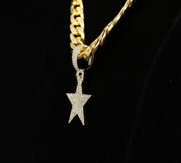 Diamond Star Pendant Necklace, Pave Diamond Star Charm, Gold Star Necklace, Celestial Jewelry Gift for Her, North Star Pendant, Luxury Diamond Jewelry