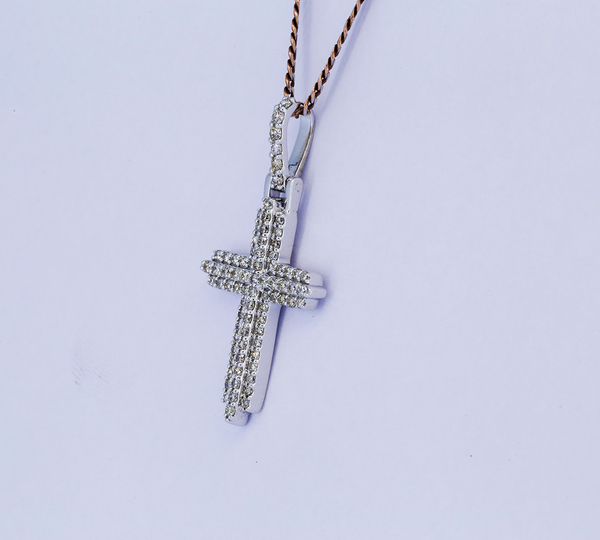 Diamond Cross Pendant Necklace, Christian Cross Necklace, White Gold Diamond Cross Charm, Religious Jewelry Gift for Her Him, Faith Necklace