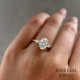  Oval Lab Grown Diamond Ring: Yellow Gold Marquise Side Stone