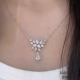 Lab Grown Pear Cut Diamond Floral Drop Necklace in White Gold