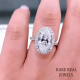 Oval Lab Grown Diamond Ring:White Gold Halo Pave Setting