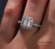 1.50 CT Emerald Cut Halo Diamond Engagement Ring with Pavé Band in White Gold