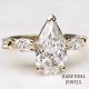 3.00ct Pear Lab Grown Diamond Engagement Ring: 10K Gold Marquise Side Stone Wedding Ring