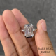 Emerald Moissanite Engagement Ring: Half Bezel White Gold Promise Ring