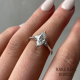 Marquise Moissanite Cathedral Engagement Ring: Three Stone White Gold Setting