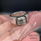 2.00 CT Emerald Moissanite Men's Ring: White Gold Bezel Set Wedding Band