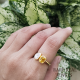 Toi et Moi Engagement Ring: Pear & Emerald Lab Grown Diamond, Yellow Gold Bezel Set