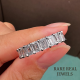 Emerald Cut Lab Grown Diamond Eternity Band, White Gold Prong Set Ring