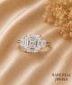 Asscher Cut Lab Grown Diamond Engagement Ring: White Gold Trapezoid Side Stones