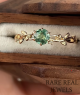 Round Cut Green Sapphire Leaf Vine Ring in 14K Yellow Gold