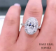 Oval Lab Created Diamond Halo Cathedral Pave Setting White Gold Engagement Ring