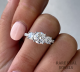 Round Lab Created Diamond Three Stone Pave Setting Engagement Ring