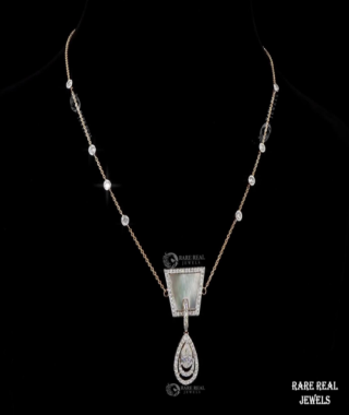 18K Rose Gold Mother of Pearl Lab Grown Diamond Drop Necklace