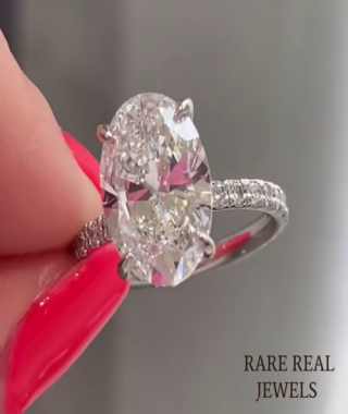 2.50ct Oval Lab Grown Diamond Engagement Ring: White Gold Hidden Halo