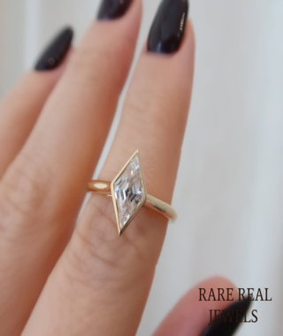 2.00ct Kite Lab Grown Diamond Engagement Ring: Yellow Gold Bezel Setting
