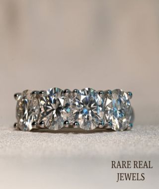 Moissanite Eternity Band: Round Cut White Gold Wedding Ring