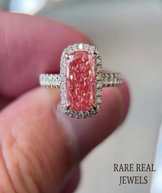 2.00ct Pink Lab Grown Diamond Halo Engagement Ring - White Gold