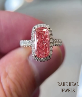 2.00ct Pink Lab Grown Diamond Halo Engagement Ring - White Gold