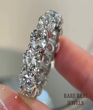 Moissanite Eternity Band: Round Cut White Gold Wedding Ring