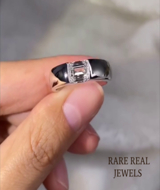 1.00ct Emerald-Cut Moissanite Ring: Sleek White Gold Engagement Band