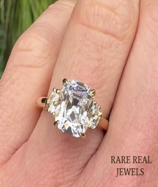 2.00ct Old Mine Lab Grown Diamond Engagement Ring: Vintage Yellow Gold Wedding Ring