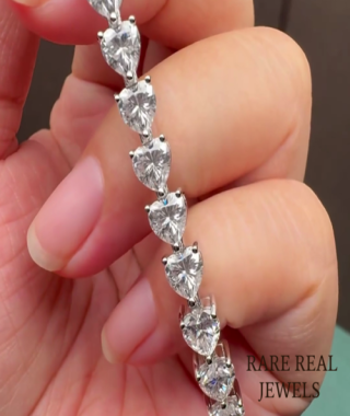 Heart Moissanite Tennis Bracelet: White Gold Diamond Alternative