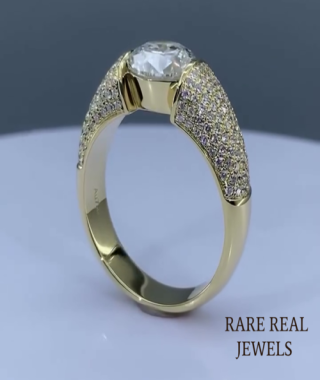 Men's Yellow Gold Moissanite Statement Ring: Iced Out Hip Hop Jewelry