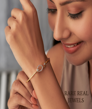 Gold Moissanite Heart & Circle Bangle: 10K Gold Diamond Bracelet