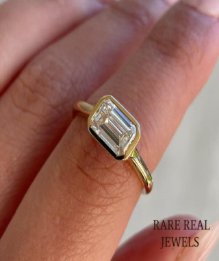1.50CT Emerald Cut Moissanite Solitaire Ring - Solid Gold Engagement Ring
