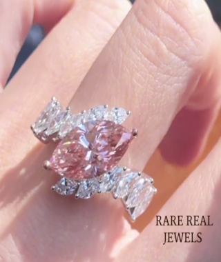 1.50CT Pink Marquise Lab Grown Diamond Engagement Ring, White Gold