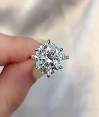 3.00 ct Round Lab Diamond Engagement Ring: White Gold Pave Band