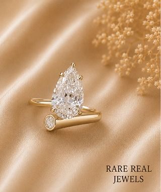 5.00ct Pear Lab Grown Diamond Ring: 10K Gold Bypass Engagement Ring