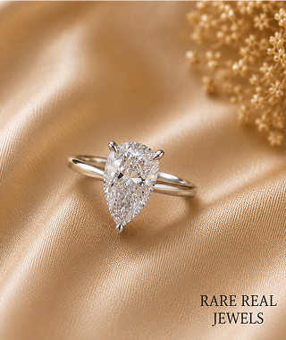  Pear Lab Grown Diamond Engagement Ring: White Gold Solitaire