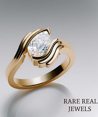 1.00 ct Pear Lab Grown Diamond Yellow Gold Half Bezel Engagement Ring