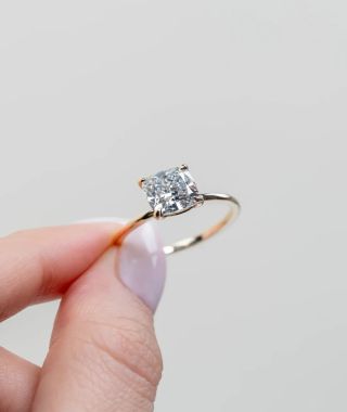 Elegant Cushion Cut Diamond Solitaire Engagement Ring in 14K Yellow Gold  VVS2 Cushion Diamond Promise Ring for Women